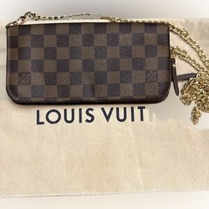 Louis Vuitton Damier Ebene Crossbody Wallet with Gold Chain unbranded 🔥LN